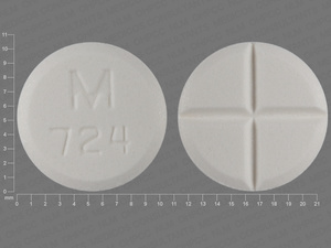 White Round pill with imprint M;724 — Tizanidine Tizanidine hydrochloride 4 mg; (view 3)