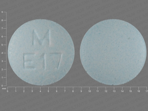 Blue Round pill with imprint M;E17 — Enalapril maleate Enalapril maleate 10 mg; (view 2)