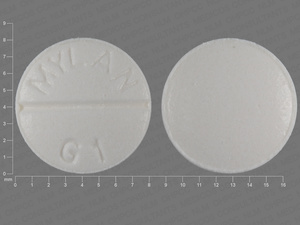 White Round pill with imprint MYLAN;G1 — Glipizide Glipizide 5 mg; (view 2)