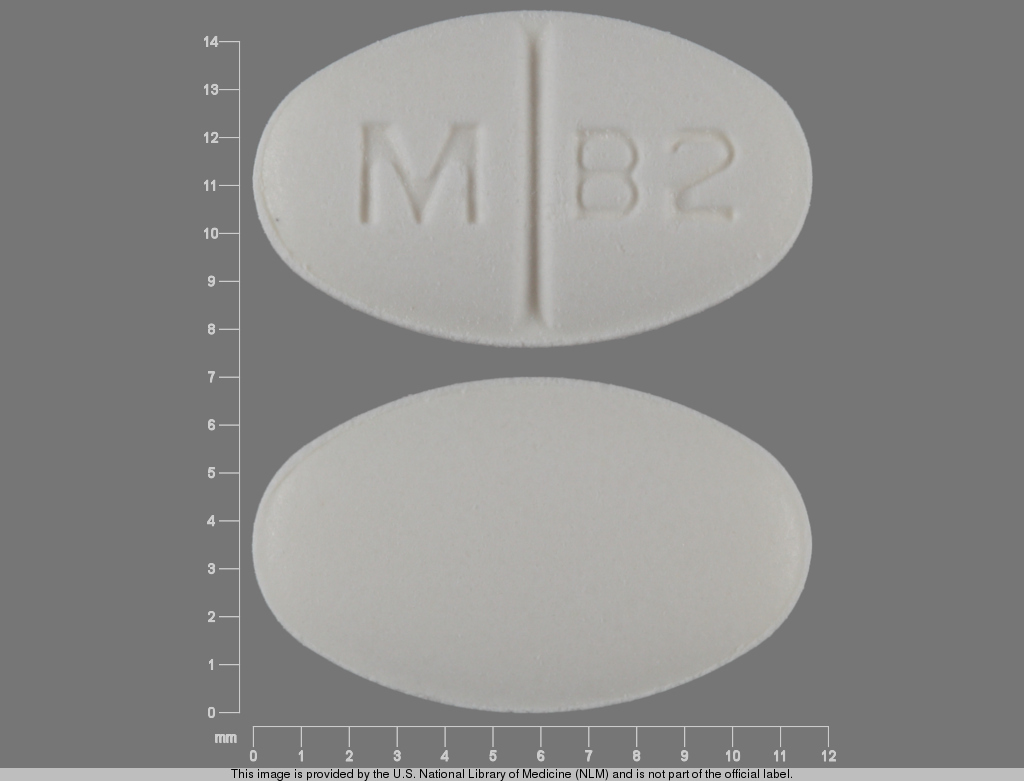 White Oval pill with imprint M;B2 — Buspirone hydrochloride 10 mg (view 4)
