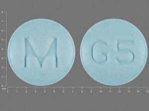 Blue Round pill with imprint M;G5 — Guanfacine Guanfacine hydrochloride 2 mg; (view 2)