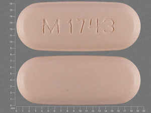 Orange Oval pill with imprint M;1743 — Ciprofloxacin Ciprofloxacin hydrochloride 287.5 mg;ciprofloxacin 212.6 mg; (view 2)