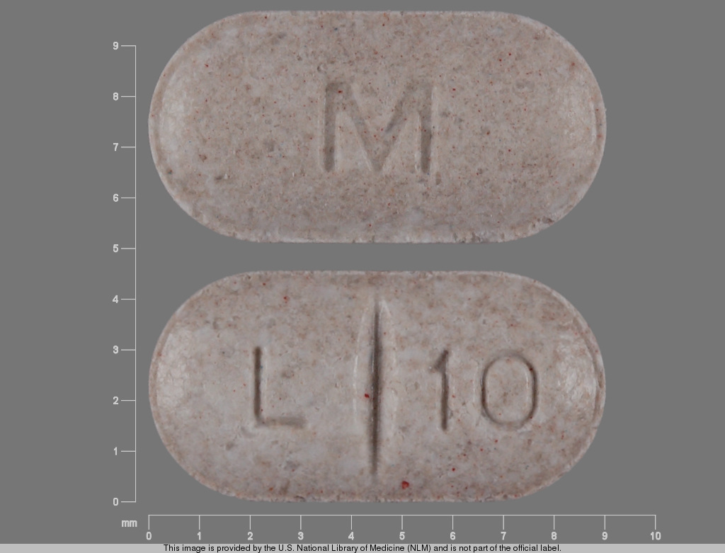 Brown Oval pill with imprint M;L;10 — Levothyroxine sodium 0.125 mg (view 2)