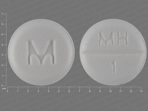 White Round pill with imprint MH;1;M — Midodrine hydrochloride Midodrine hydrochloride 2.5 mg; (view 2)