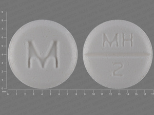 White Round pill with imprint MH;2;M — Midodrine hydrochloride Midodrine hydrochloride 5 mg; (view 2)