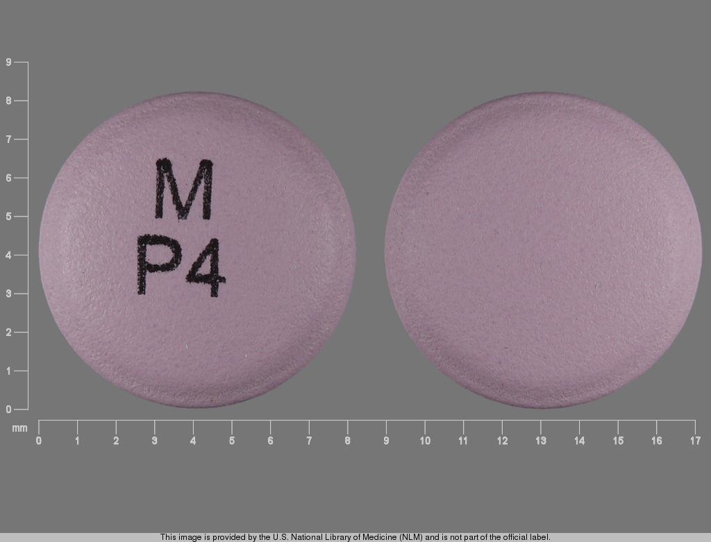 Purple Round pill with imprint M;P4 — Paroxetine hydrochloride 25 mg (view 2)