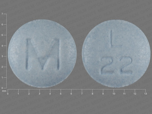 Blue Round pill with imprint L;22;M — Lisinopril Lisinopril 2.5 mg; (view 2)