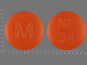 Orange Round pill with imprint M;NE;34 — Nisoldipine Nisoldipine 34 mg; (view 2)
