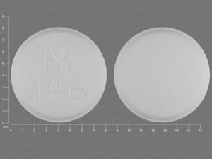 White Round pill with imprint M;146 — Spironolactone 25 mg (view 4)