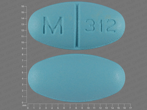 Blue Oval pill with imprint M;312 — Verapamil hydrochloride Verapamil hydrochloride 180 mg; (view 5)