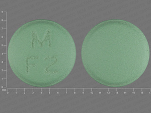 Green Round pill with imprint M;F2 — Famotidine Famotidine 40 mg; (view 2)