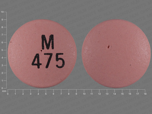Pink Round pill with imprint M;475 — Nifedipine Nifedipine 30 mg; (view 2)