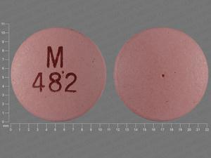 Pink Round pill with imprint M;482 — Nifedipine Nifedipine 60 mg; (view 2)