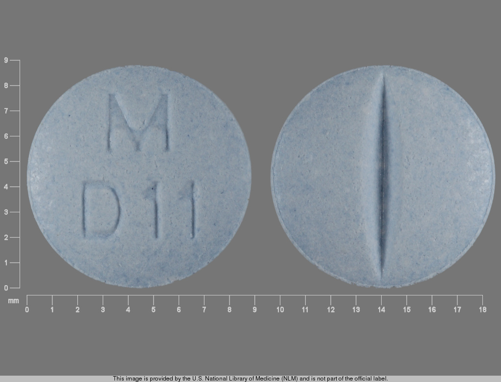 Blue Round pill with imprint M;D11 — Doxazosin 4 mg (view 3)