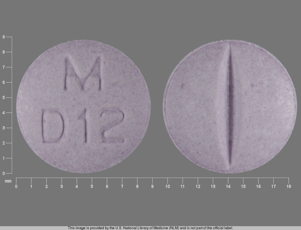 Purple Round pill with imprint M;D12 — Doxazosin Doxazosin mesylate 8 mg; (view 2)