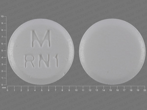 White Round pill with imprint M;RN1 — Risperidone Risperidone 1 mg; (view 2)