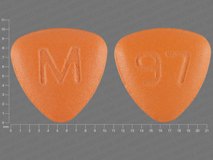 Orange Triangle pill with imprint M;97 — Fluphenazine hydrochloride Fluphenazine hydrochloride 10 mg; (view 3)