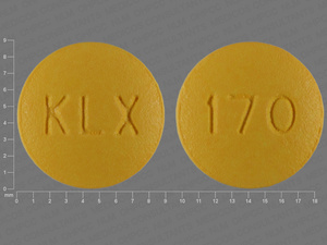 Yellow Round pill with imprint KLX;170 — Fenofibrate Fenofibrate 54 mg; (view 2)