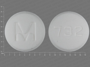 White Round pill with imprint M;732 — Ondansetron Ondansetron 4 mg; (view 2)