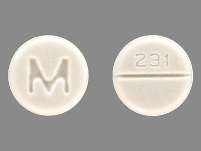 White Round pill with imprint M;231 — Atenolol Atenolol 50 mg; (view 2)