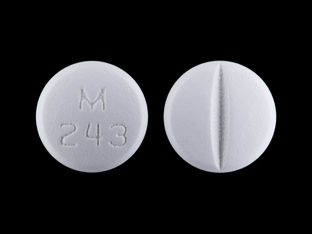 White Round pill with imprint M;243 — Spironolactone 50 mg (view 2)