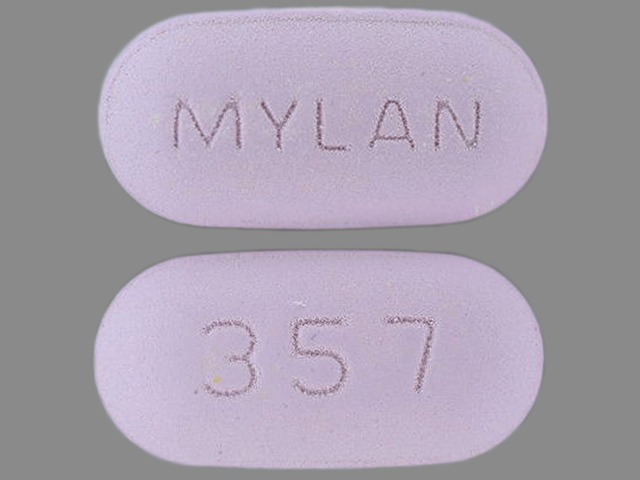 Purple Capsule pill with imprint MYLAN;357 — Pentoxifylline Pentoxifylline 400 mg; (view 2)