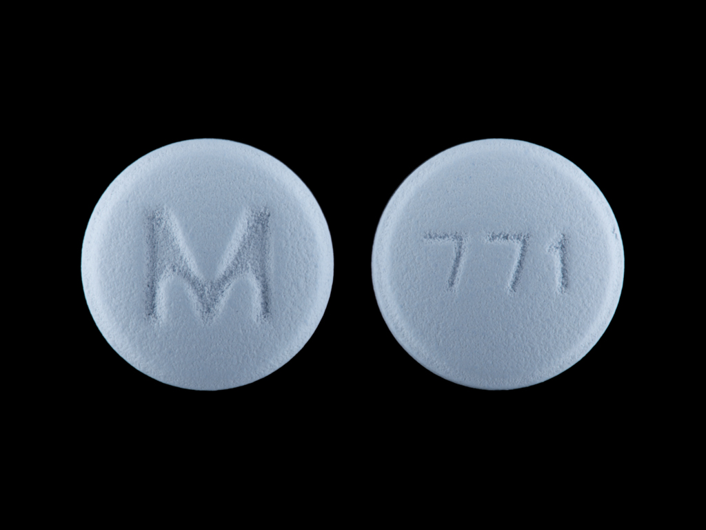 Blue Round pill with imprint M;771 — Cyclobenzaprine hydrochloride 5 mg (view 2)