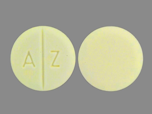 Yellow Round pill with imprint A;Z — Azathioprine 50 mg (view 2)