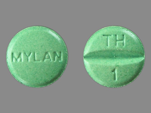 Green Round pill with imprint MYLAN;TH;1 — Triamterene and hydrochlorothiazide Triamterene 37.5 mg;hydrochlorothiazide 25 mg; (view 2)