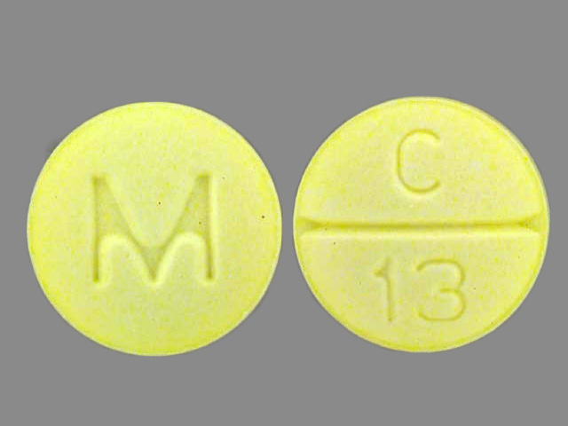 Yellow Round pill with imprint M;C;13 — Clonazepam Clonazepam 0.5 mg; (view 2)