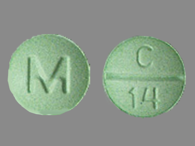 Green Round pill with imprint M;C;14 — Clonazepam Clonazepam 1 mg; (view 2)