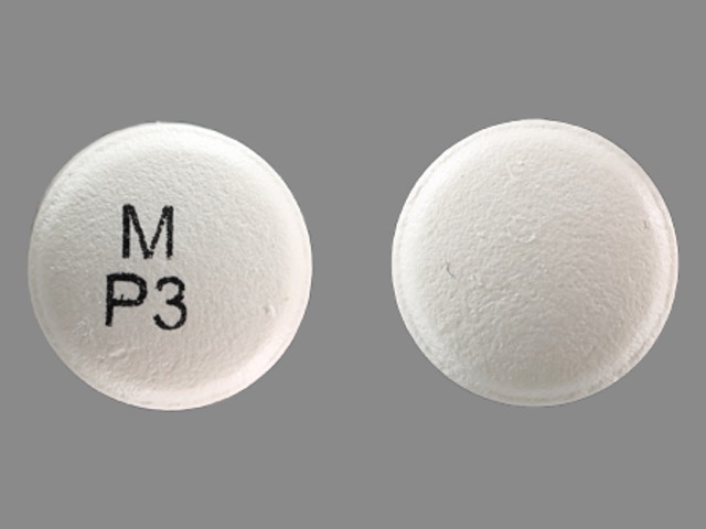 White Round pill with imprint M;P3 — Paroxetine hydrochloride 12.5 mg (view 2)