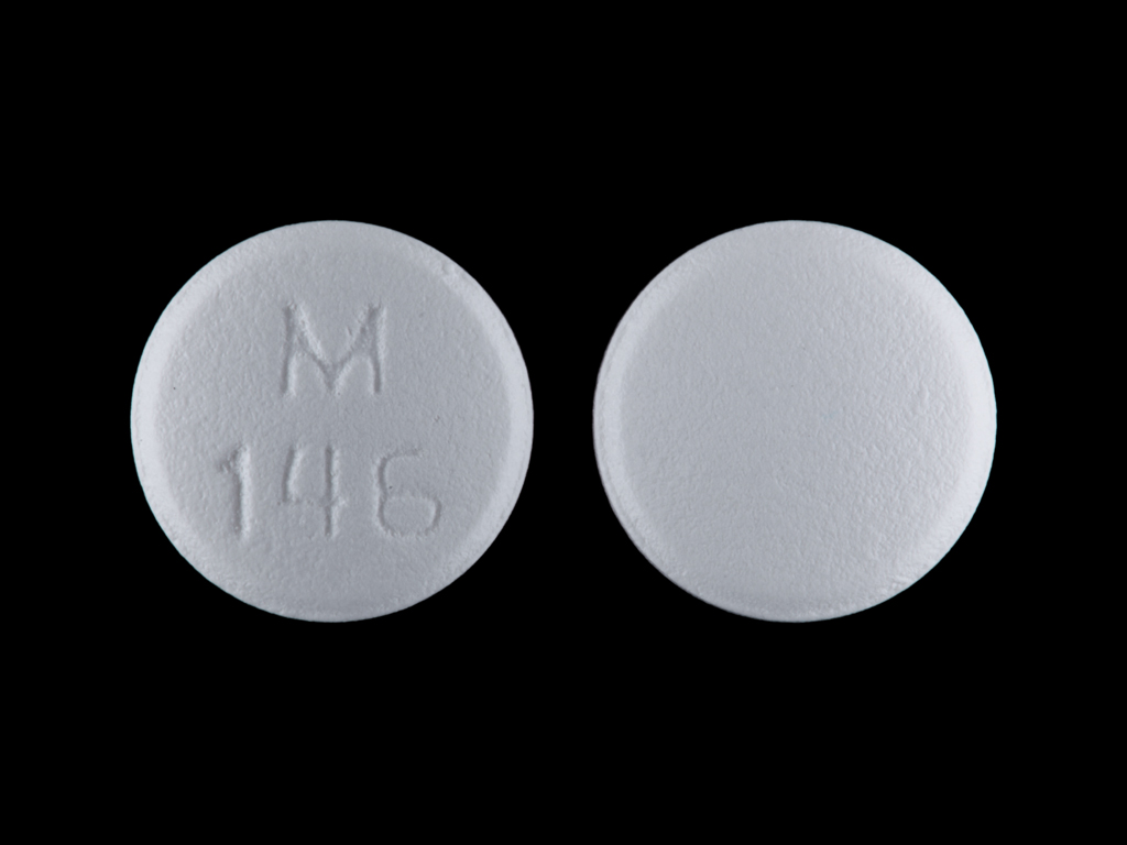 White Round pill with imprint M;146 — Spironolactone 25 mg (view 2)