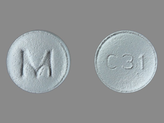 Blue Round pill with imprint M;C31 — Carvedilol Carvedilol 3.125 mg; (view 2)