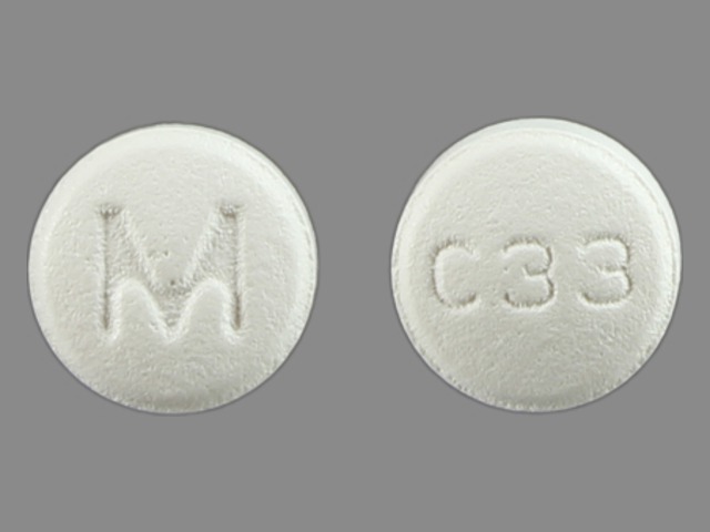 White Round pill with imprint M;C33 — Carvedilol Carvedilol 12.5 mg; (view 2)