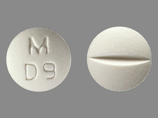 White Round pill with imprint M;D9 — Doxazosin 1 mg (view 2)