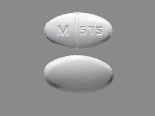 White Oval pill with imprint M;575 — Modafinil Modafinil 200 mg; (view 2)