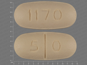 Yellow Oval pill with imprint 5;0;1170 — Naltrexone hydrochloride Naltrexone hydrochloride 50 mg; (view 3)