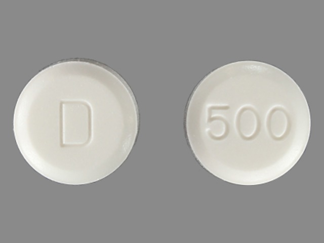 White Round pill with imprint D;500 — Daliresp Roflumilast 500 ug; (view 2)