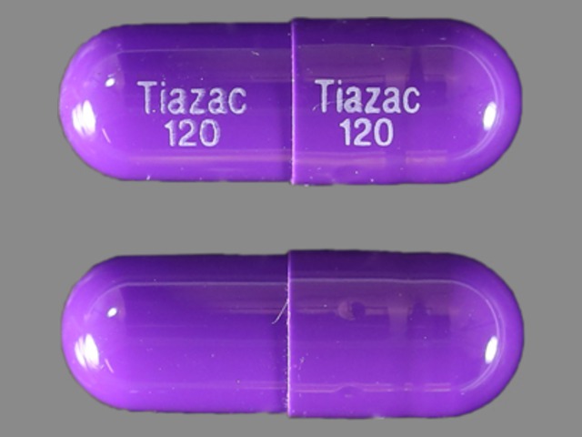 Purple Capsule pill with imprint Tiazac;120 — Tiazac Diltiazem hydrochloride 120 mg; (view 2)