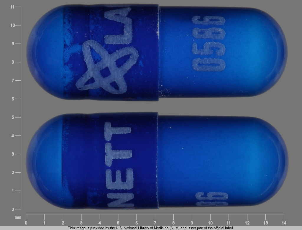 Blue Capsule pill with imprint LANNETT;0586 — Dicyclomine hydrochloride 10 mg (view 2)