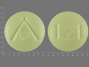 Yellow Round pill with imprint AP;121 — Aspirin Aspirin 81 mg; (view 2)