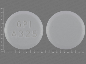 White Round pill with imprint GPI;A325 — Acetaminophen Acetaminophen 325 mg; (view 2)