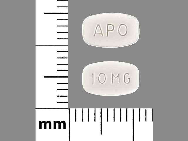 White Rectangle pill with imprint 10MG;APO — Cetirizine hydrochloride Cetirizine hydrochloride 10 mg; (view 2)