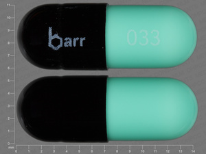 Black;green Capsule pill with imprint barr;033 — Chlordiazepoxide hydrochloride Chlordiazepoxide hydrochloride 10 mg; (view 2)