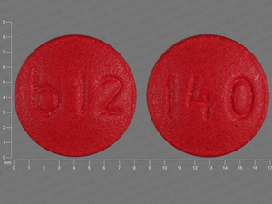 Red Round pill with imprint b12;140 — Galantamine Galantamine hydrobromide 12 mg; (view 2)