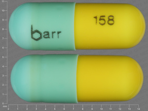 Green;yellow Capsule pill with imprint barr;158 — Chlordiazepoxide hydrochloride Chlordiazepoxide hydrochloride 5 mg; (view 2)