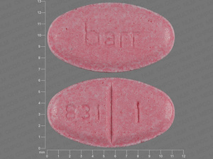 Pink Oval pill with imprint 831;1;barr — Warfarin sodium Warfarin sodium 1 mg; (view 2)