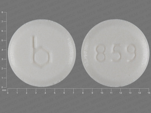 White Round pill with imprint b;859 — Flecainide acetate Flecainide acetate 50 mg; (view 2)