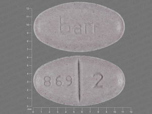 Purple Oval pill with imprint 869;2;barr — Warfarin sodium Warfarin sodium 2 mg; (view 2)